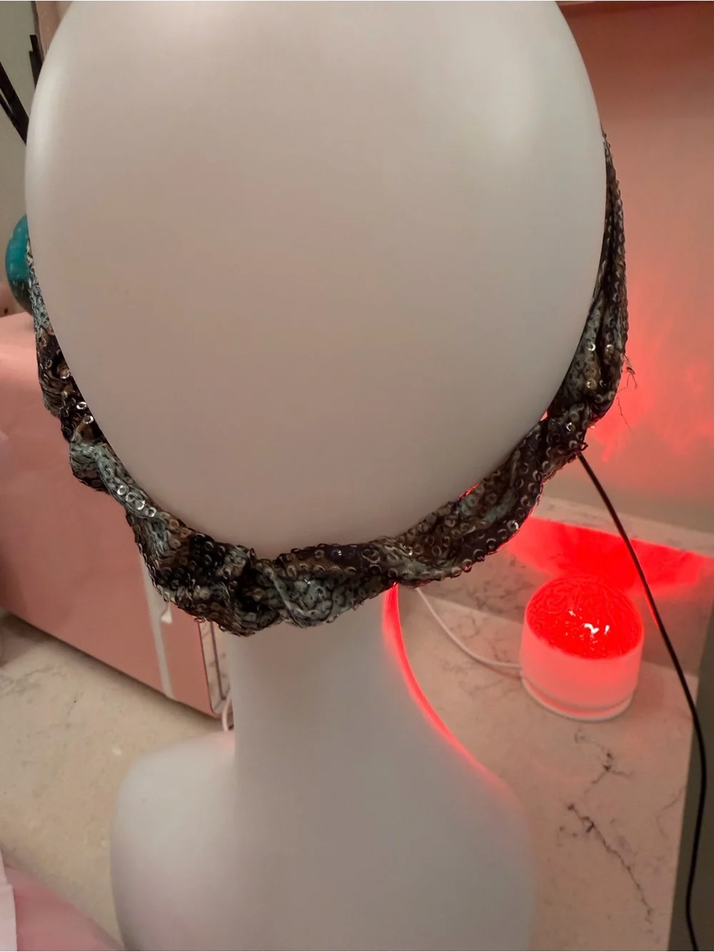 Zara Sequin Twist Headband in Brown and Teal